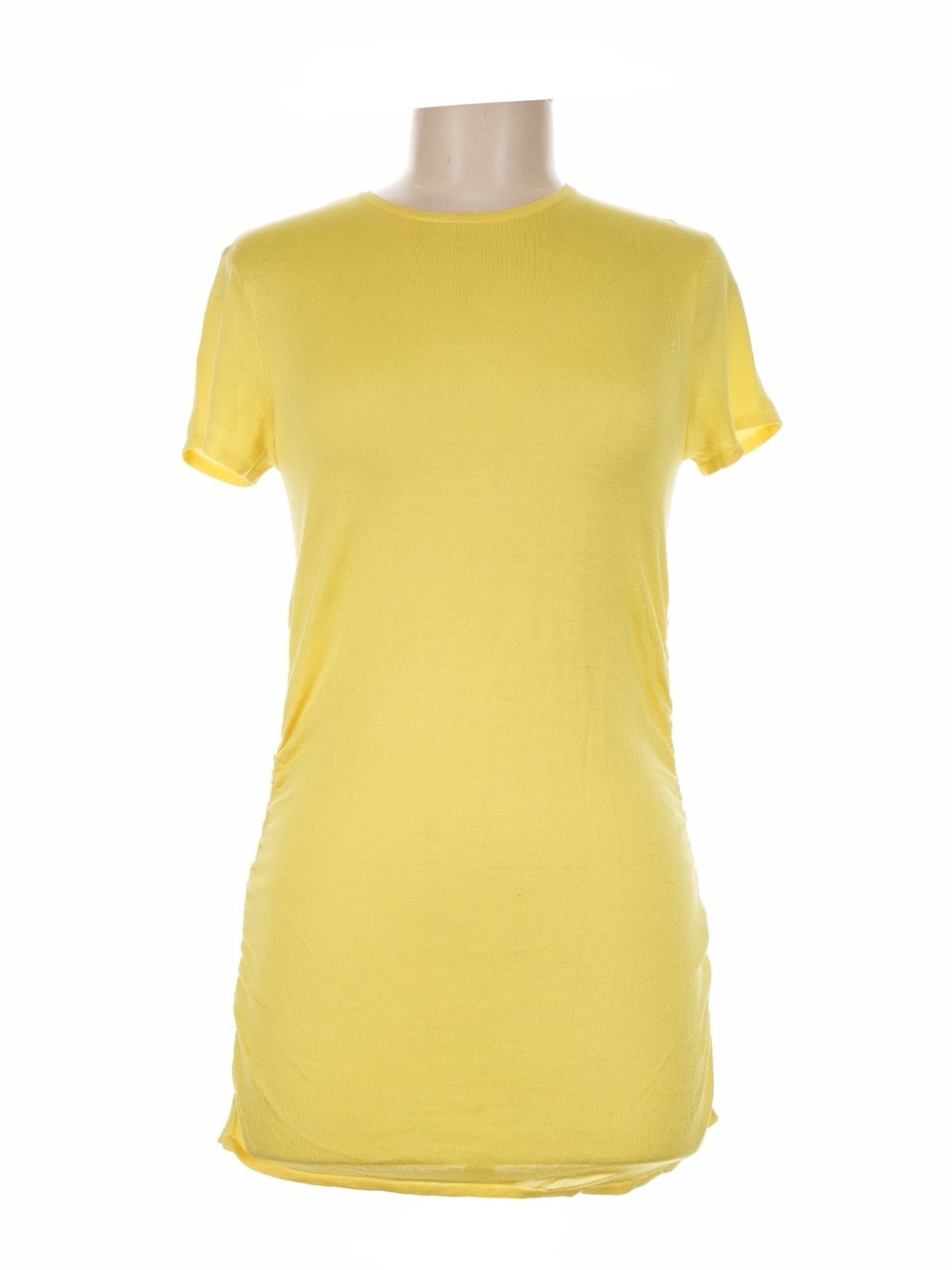NWOT Ralph Lauren Black Label Silk Knit Top Yellow Short Crew Neck Luxe M